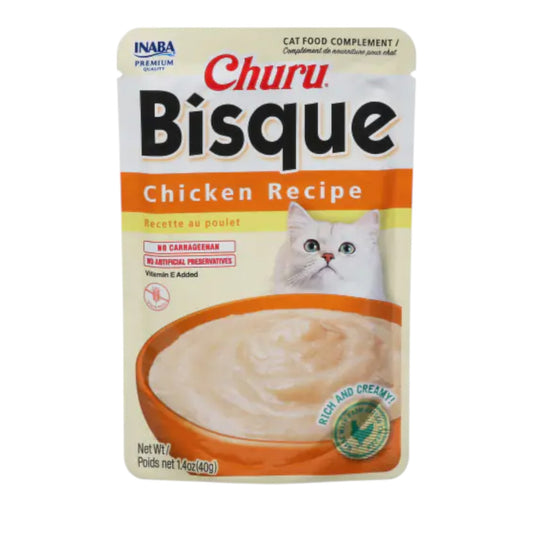 INABA Churu Bisque para gatos, sabor pollo, 1.4 onzas por bolsa