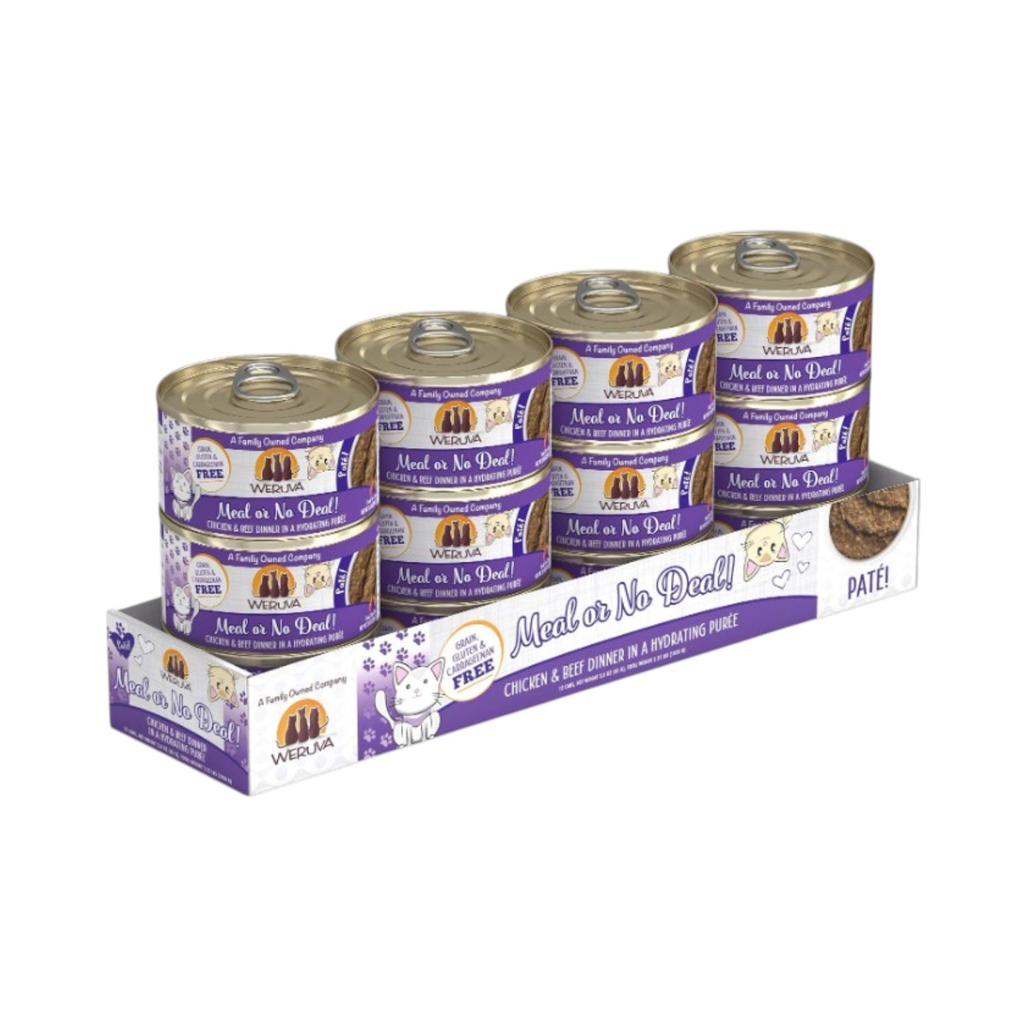 Weruva Paté clásico para gatos, comida o sin trato! con pollo y carne de res, lata de 3 onzas (paquete de 12)