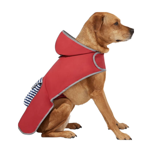 Lightweight Reversible Packable Travel Dog Raincoat - Rojo